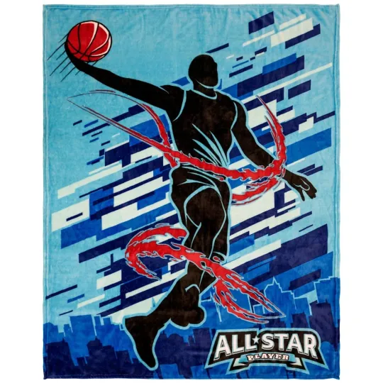 All Star Basketball 50x60in Soft Plush Throw Blanket Kid Teen Bed Sports Blanket