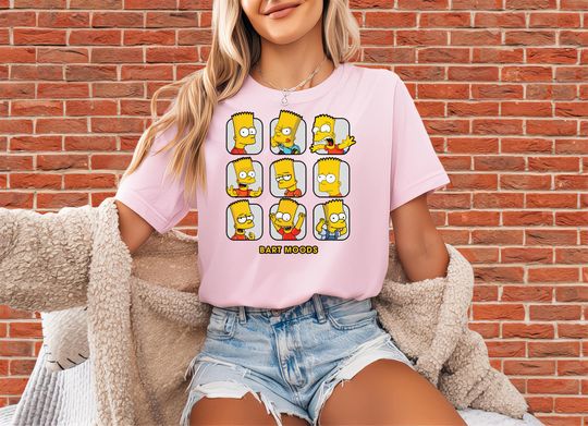 The Simpsons Tv Series Hero Bart Simpson Moods Poster T-Shirt