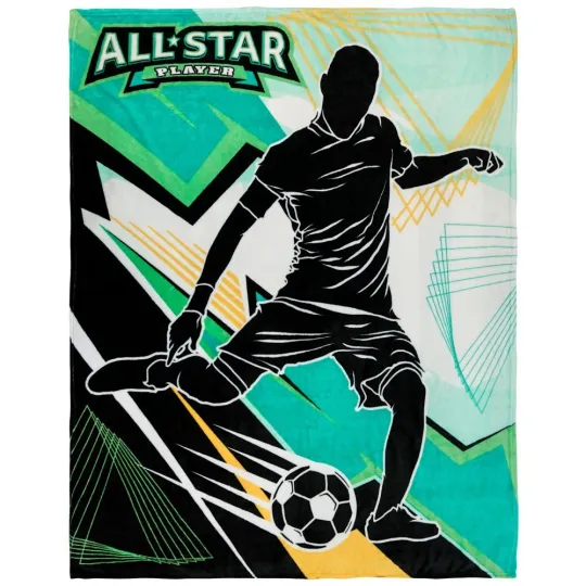 All Star Soccer 50x60in Soft Plush Blanket Kid Teen Bedroom Sports Throw Blanket
