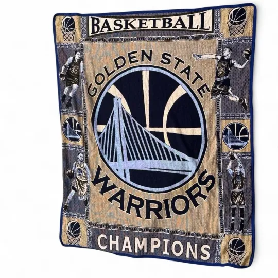 RARE NBA Golden State Warriors Champions Heavy Blanket 90x73 Blue&Yellow  #A10