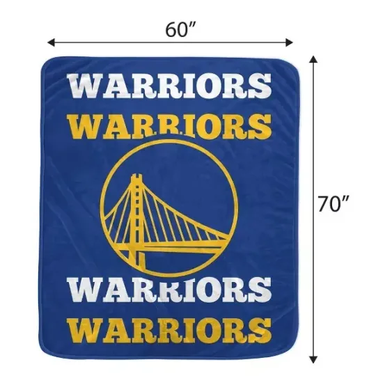 Golden State Warriors plush throw blanket 60inch x 70inch
