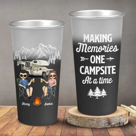 Making Memories At A Time - Camping Personalized Custom Aluminum Changing Color Cup - Gift For Husband Wife, Camping Lovers