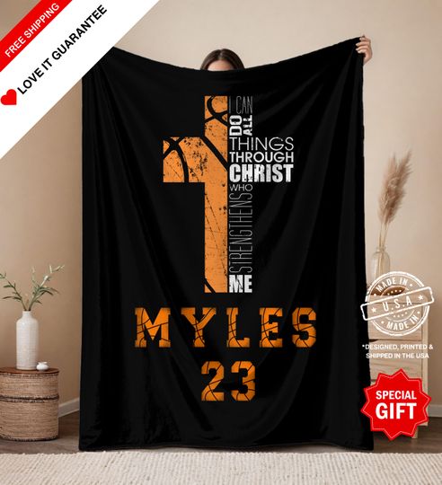 Discover Personalized Christian Basketball Blanket, Philippians 4:13 Basketball Room Decor For Teen Boys, Senior Night Basketball Gifts, Team, Player