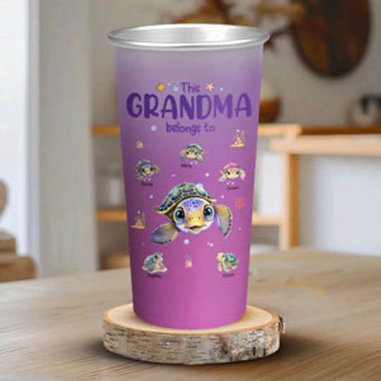 This Grandma Turtle Belongs To - Family Personalized Custom Aluminum Changing Color Cup