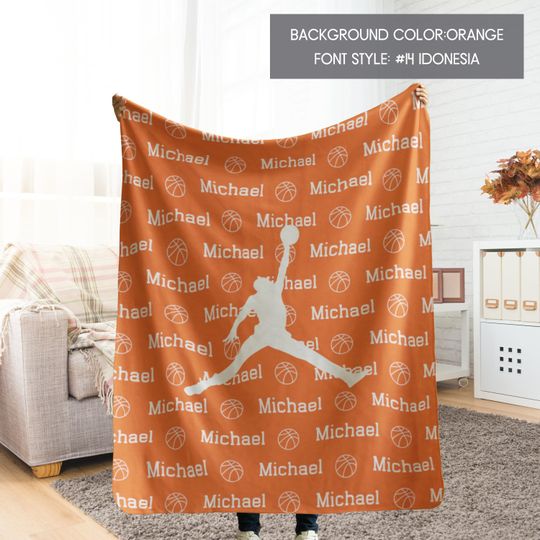 Discover Personalized Basketball Blanket for Son, Daughter, Grandkids, Custom Sports Blanket Throw Name & Color of Your Choice, Customize Sports Gift