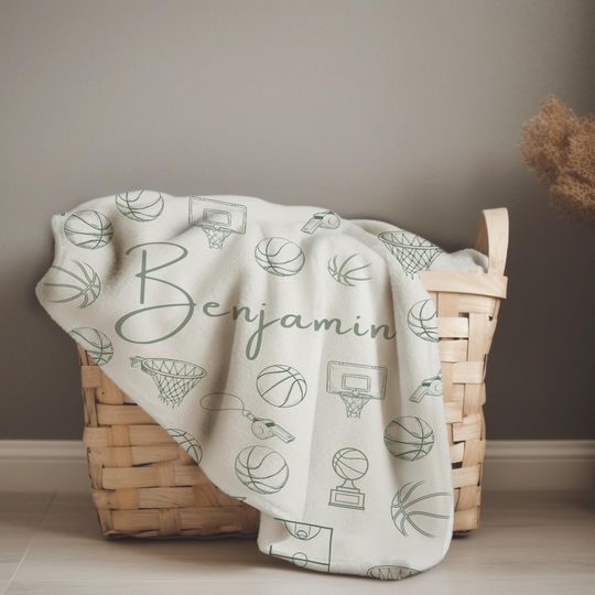 Discover Vintage Basketball Nursery Crib Blanket Personalized Baby Retro Sport Blanket Boy Basketball Blanket Personalized Gift Sports Nursery Decor