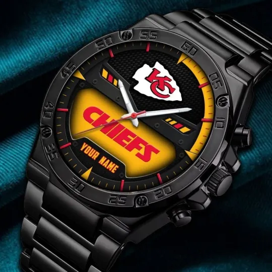 Discover Personalized Kansas City Football Chiefss Team Gentleman Stainless Steel Watch