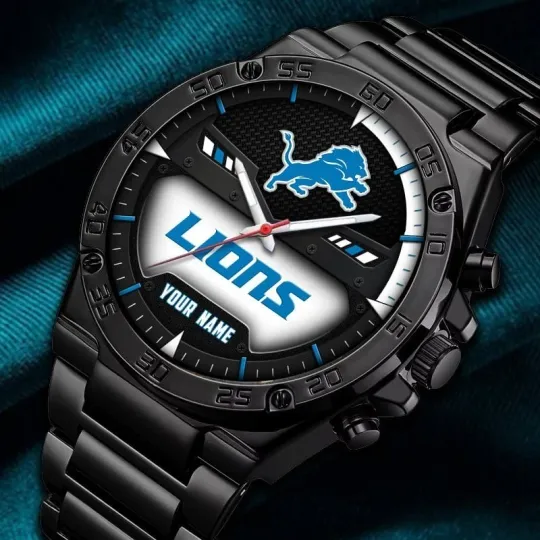 Discover Personalized Detroit Football Lionss Team Gentleman Stainless Steel Watch Gift