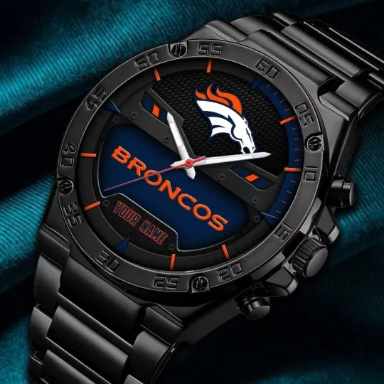 Discover Personalized Denver Football Broncoss Team Gentleman Stainless Steel Watch Gift
