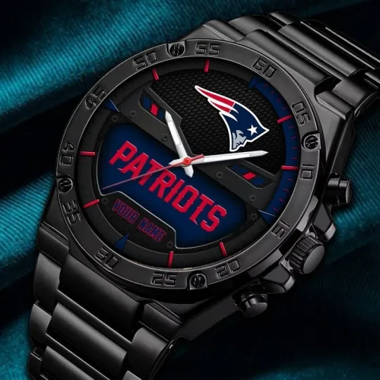 Discover Personalized New England Football Patriotss Team Gentleman Stainless Steel Watch