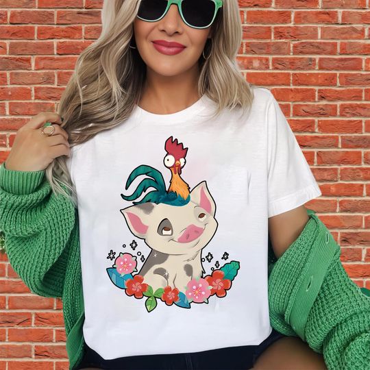 Discover Moana HeiHei Rooster Flowers T-Shirt
