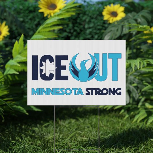 Discover Ice Out Minnesota Strong Yard Sign, Anti ICE Political Protest Lawn Sign, Minnesota Activism Outdoor Decor, Double Sided Yard Sign