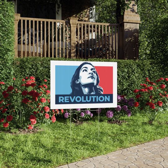 Discover AOC Revolution Lawn Sign | Alexandria Ocasio-Cortez Protest Anti-Trump Yard Sign