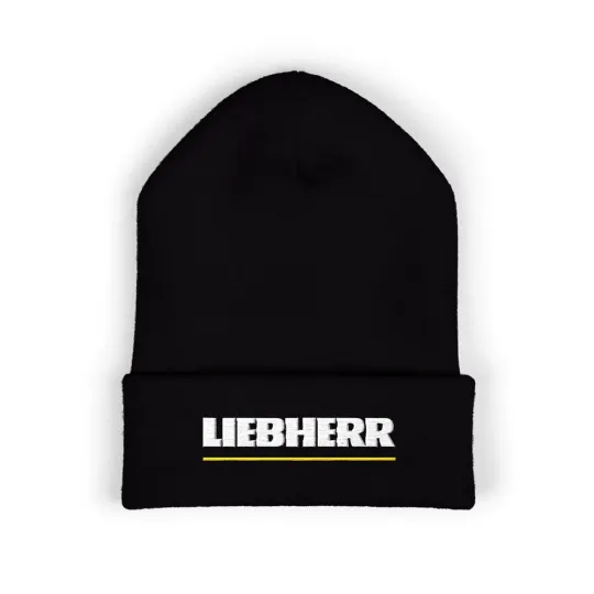Liebherr Tractor Crane Printed Knit Beanie Hat for Adults