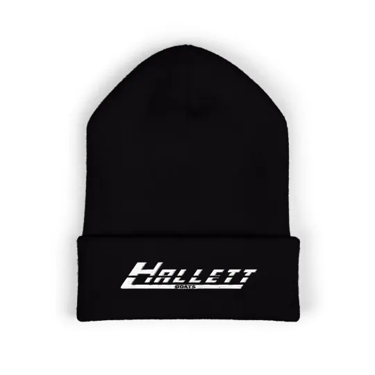 Hallett Boats Adult Winter Black Printed Knit Beanie