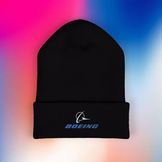 Boeing American Aircraft Printed Knit Beanie Hat for Adults