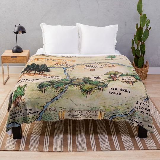 Discover 100 Acre Wood map Throw Blanket