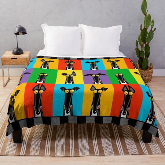 Discover Greyhound Semaphore with border Throw Blanket