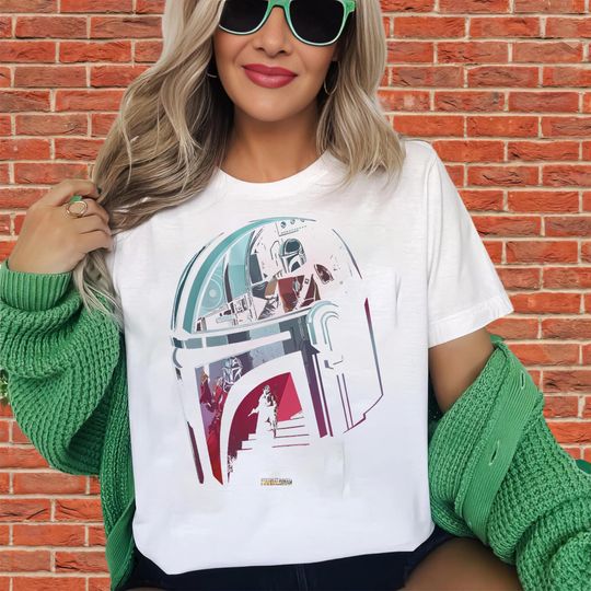Discover The Mandalorian Helmet Scene Fill T-Shirt