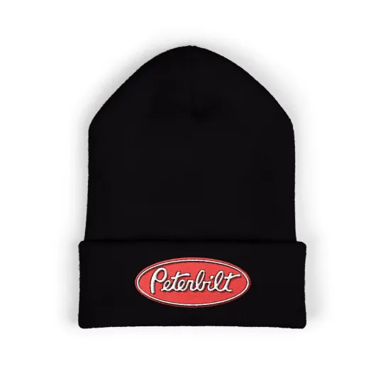 Peterbilt Trucks Red Printed Knit Beanie Hat for Adults
