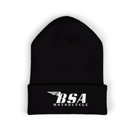 British Retro Motorcycle Print Knit Beanie Hat for Adults