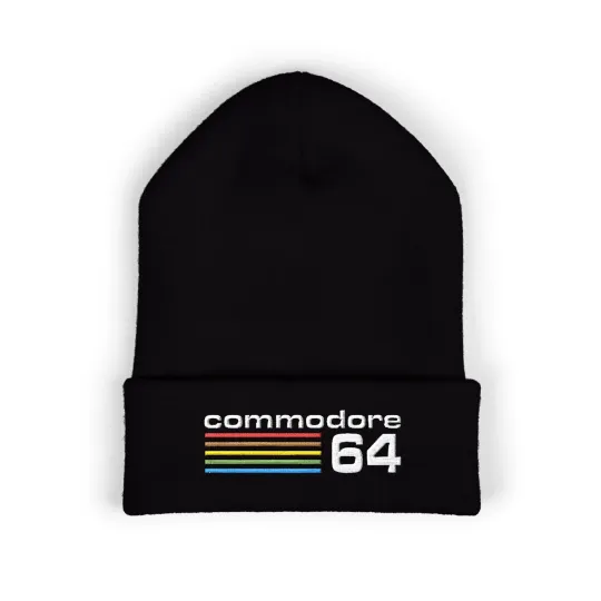 C64 Retro Computer Printed Knit Beanie Hat for Adults