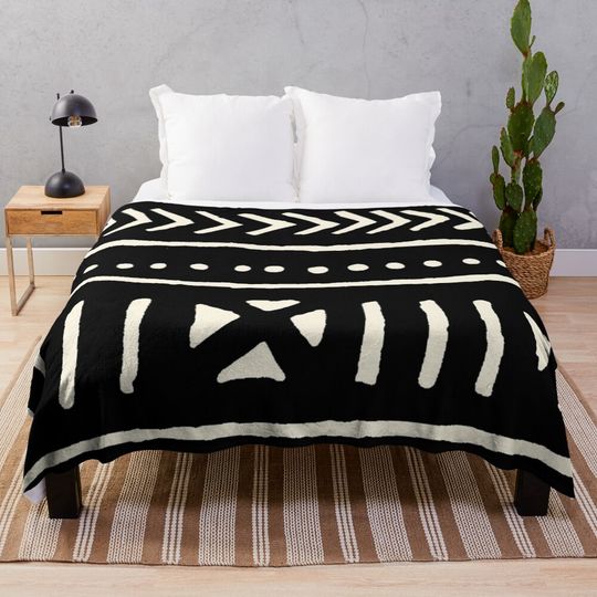 Discover african mud cloth black and white Throw Blanket