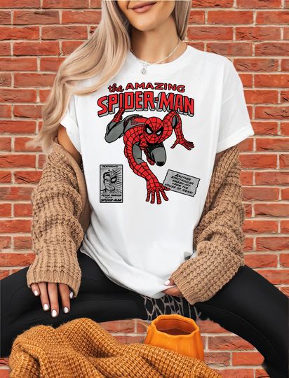 Discover Marvel Spider-Man Retro Comic T-Shirt Avenger Tshirt | Unisex Adult Tee | Hoodie Sweatshirt | Premium DTF Print | Kids Option | O227