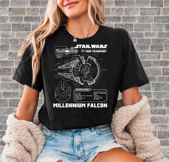 Discover Star Wars Millennium Falcon Grey Schematics Tshirt | Unisex Adult Tee | Hoodie Sweatshirt | Premium DTF Print | Kids Option | O240