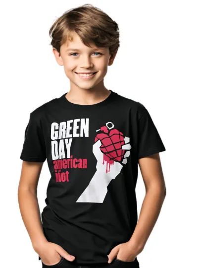 Official Green Day American Idiot Kids T-Shirt Rock Band Tee for Boys and Girls