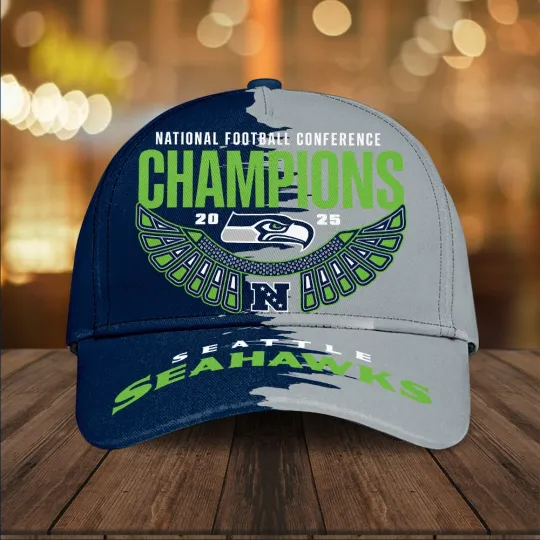 Discover Seahawkss 2025 N.F.C Champions Classic Cap, Gift for Fans