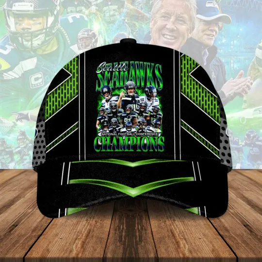 Discover Seahawkss 2025 N.F.C Champions Classic Cap, Gift for Fans