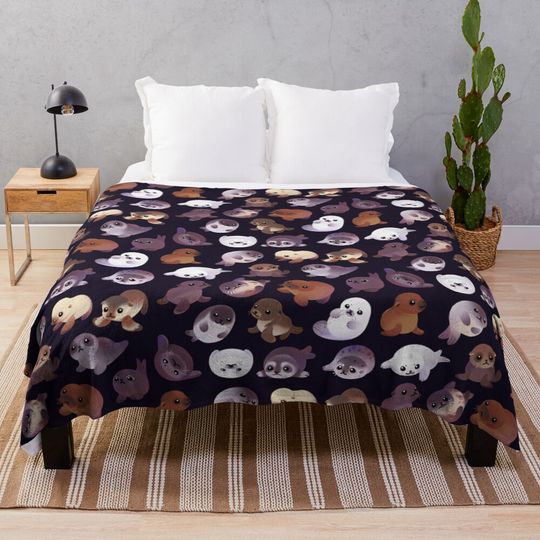 Seal pup - dark Throw Blanket