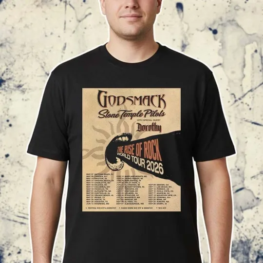 Discover Godsmack The Rise Of Rock World Tour 2026 Dates List With Stone T-Shirt