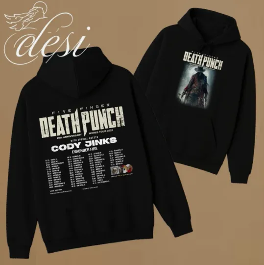 Discover 5Finger D Punch 20th Anniversary World Tour 2026 Double Sided Hoodie
