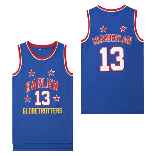 Discover Basketball jerseys Film version HARLEM 13 CHAMBERLAIN High quality sewing embroidery Outdoor sports jersey Blue  2024 new