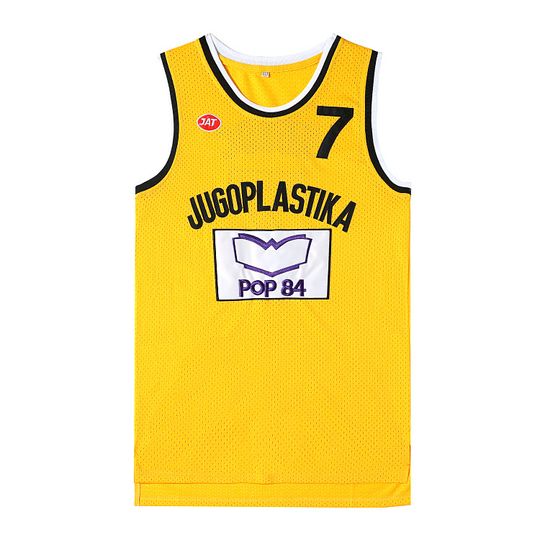 Discover Movie version yellow basketball jersey No.7 Croatia JUGOPLASTIKA 7 KUKOC  embroidery outdoor  quick-drying breathable sportswear