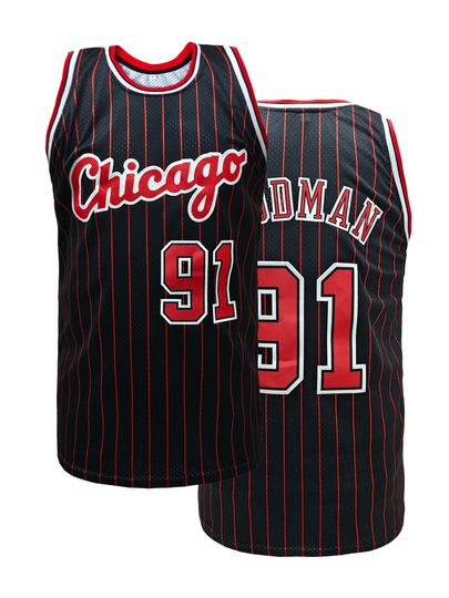 Discover Men's #91 Black and Red Striped Basketball Sports Vest Breathable Sleeveless Training and Competition Suit Suitable for Sports