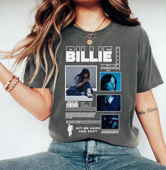 Discover Billie Eilish Inspired T-Shirt, Pop Music Graphic Tee, Concert Outfit Top, Music Fan Gift, Unisex Vintage Style Tee