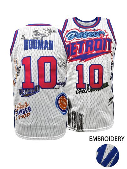 Discover Men's Basketball Jersey Detroit #10 Casual Training Tee Breathable Sleeveless Vest Unisex Loose Fitting Tank Top