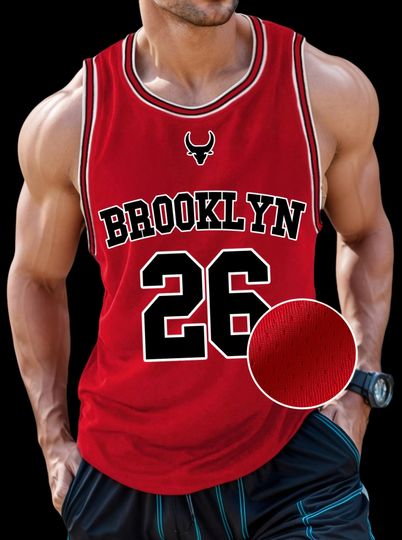 Discover 2025 summer Men'S BROOKLYN 26 Graphic Tank Top  Sleeveless Basketball Jersey VEST men Round Neck sports gym vest