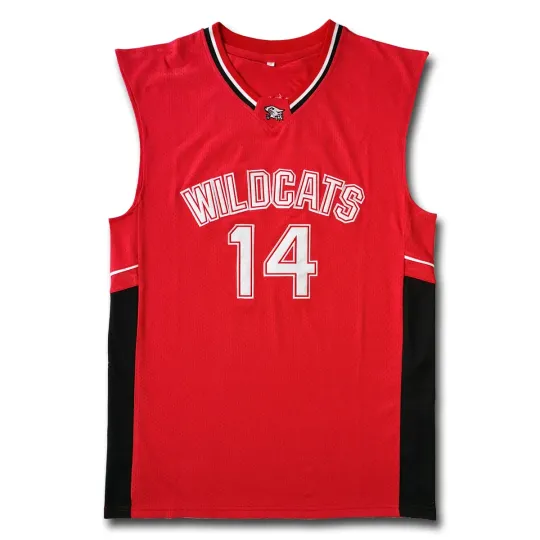 Discover Zac Efron Troy Bolton East High School Wildcats No 14  Red  Retro Basketball Jersey Men Stitched Jerseys Sport Shirt