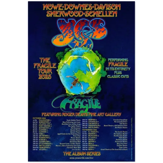 Discover Yes Fragile Tour 2025 Roger Dean Art Vertical Poster