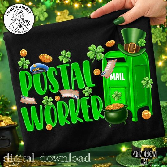 Discover Postal Worker Png,St Patricks Day Postal,Mail Carrier Design,Lucky Mailman Art,Irish Postal Worker,St Patricks Day Work,Post Office Humor