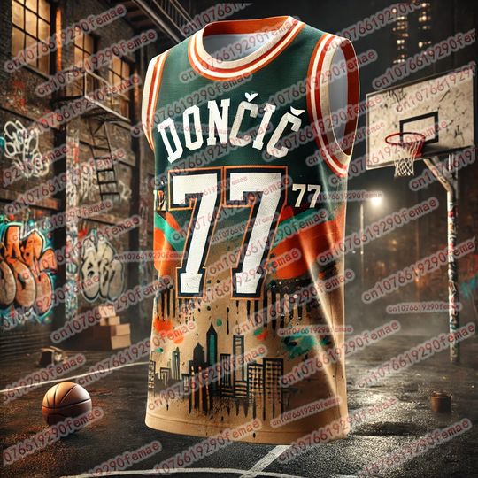 Discover New Dončić Printed Commemorative Edition Basketball Shirt for Daily Outdoor Games Training Breathable Speed Drying