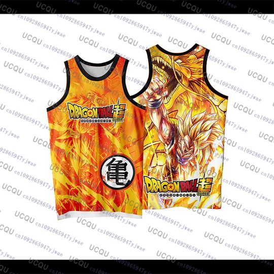 Discover Japanese Anime Dragon Ball Z Super Saiyan Sleeveless Basketball Jersey Oversize Casual Sport Outdoor Fitness Breathable Vest