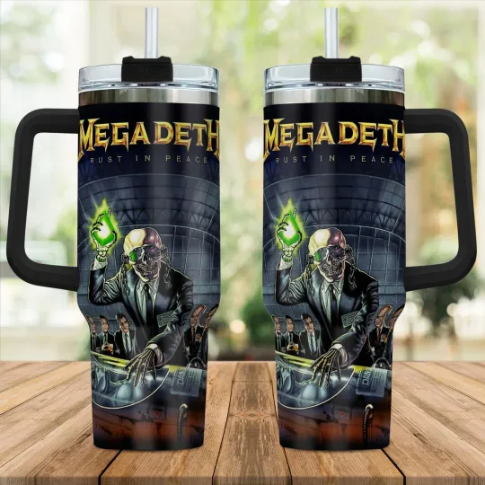 Megadeth Rust in Peace 40oz Tumbler with Handle For Fans