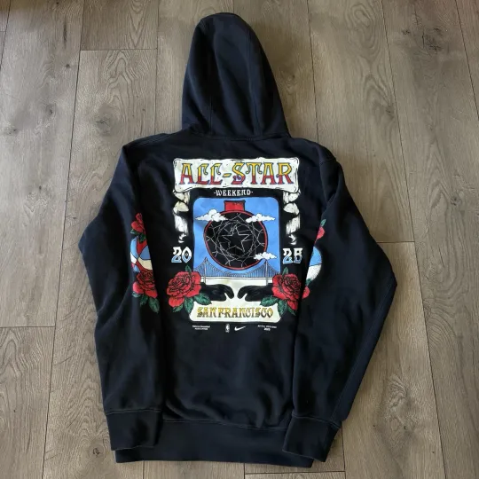 Discover NBA ALL Star Weekend San Francisco 2025 Black Hoodie Nike Hoodie Size Large