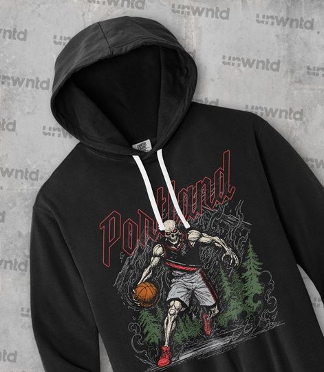 Discover Portland Basketball Graphic Hoodie - Vintage Trail Blazers Hoodie