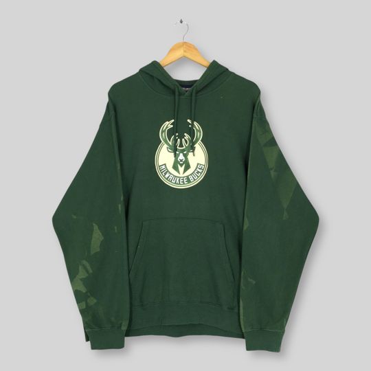 Vintage Milwaukee Bucks NBA Hoodie Sweater XXLarge Milwaukee Bucks Embroidered Logo Sweater Bucks American Basketball Sun Faded Hoodie XXL